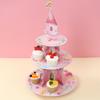 3 Layers Watercolor Princess Cupcake Stand Cardboard Castle Shape Cake Stand for Baby Anniversary Birthday Tea Party Supplies