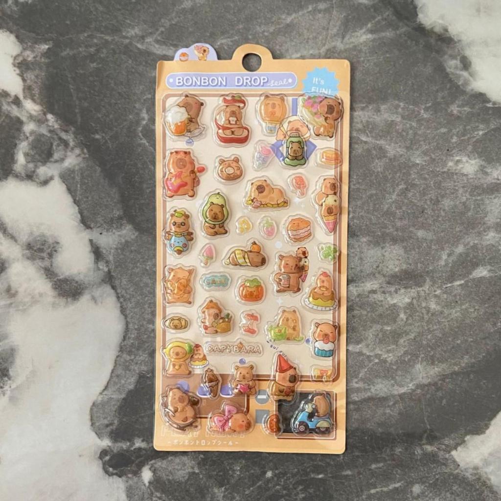 Capybara 3D Embossed Cartoon Animal Bubble Sticker - Cute Capybara Phone Decoration