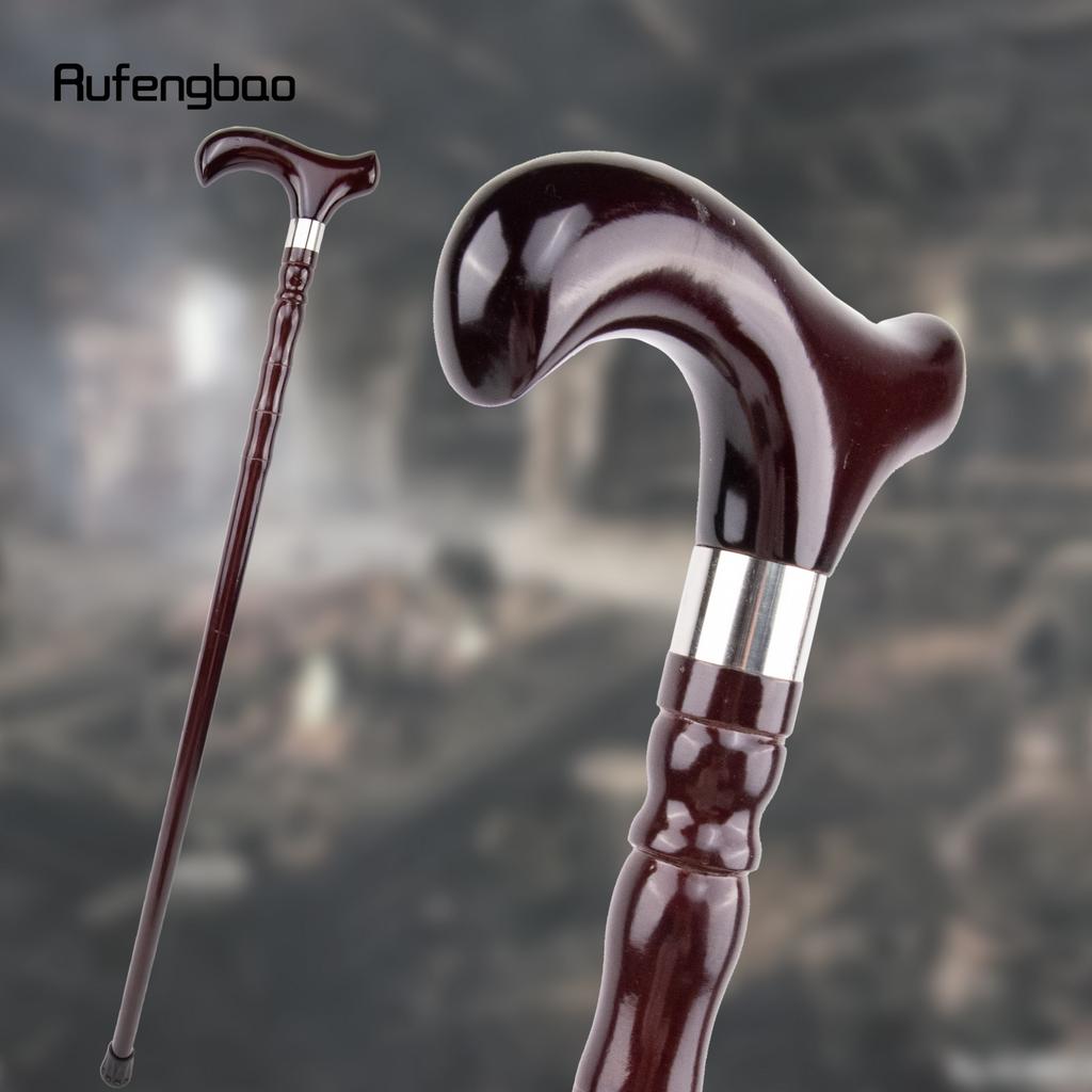 Brown Wooden Single Joint Fashion Walking Stick Decorative Cospaly Cane Halloween Mace Crutch  Wand Crosier 92cm