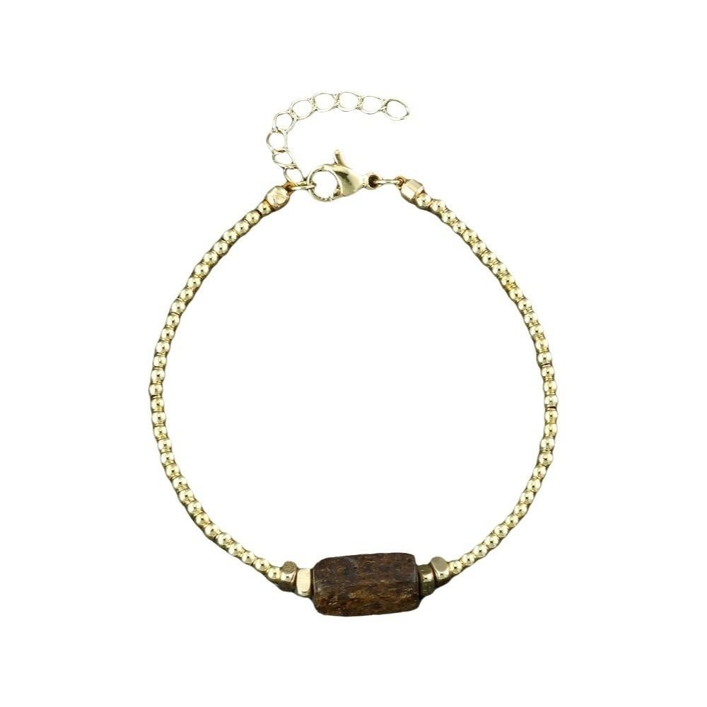 

Vintage Crystal Stone Bracelet Copper Bead Bracelet Irregular Bohemian Style Bracelet Gifts коричневый