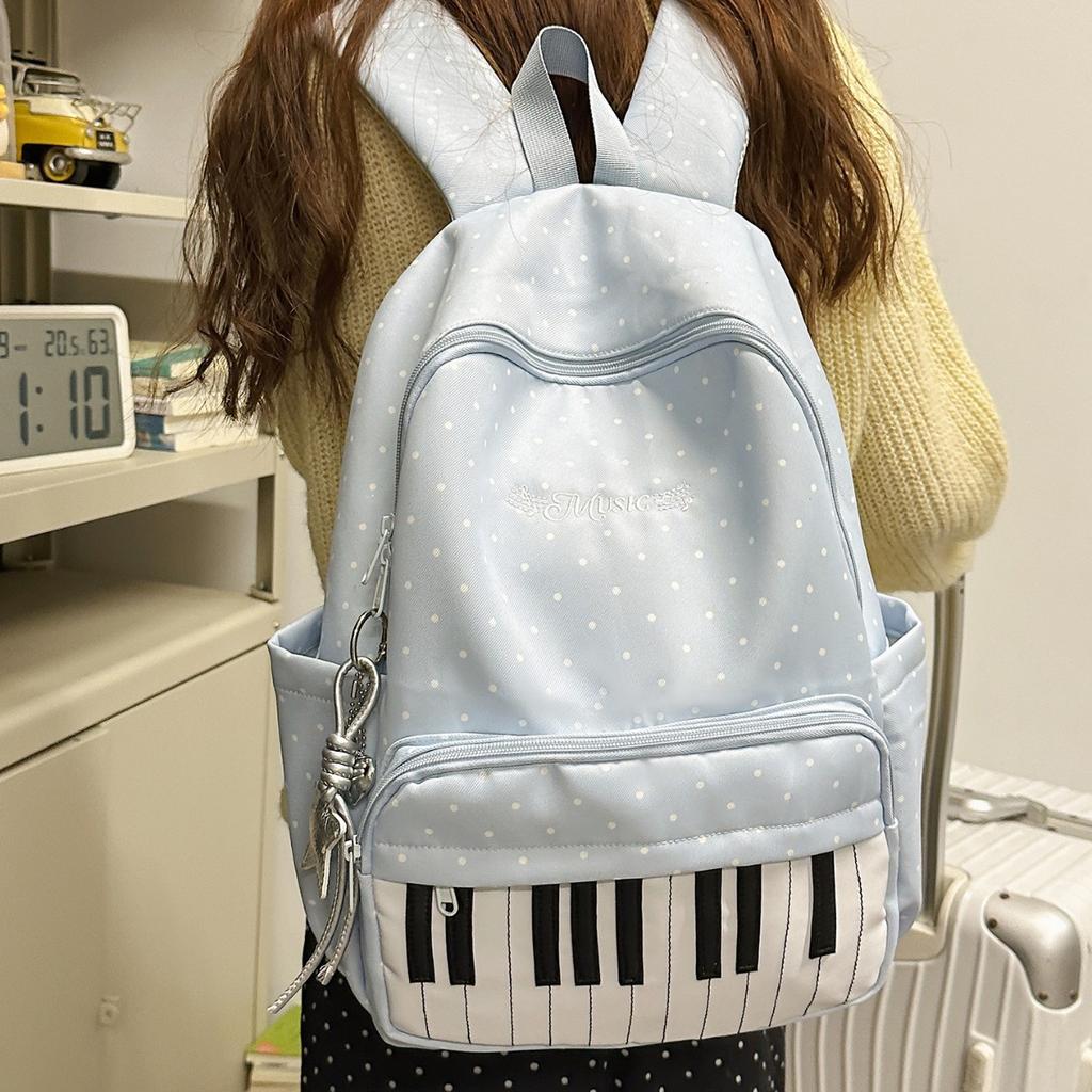 Schoolbag Japanese ins piano pattern schoolbag female junior high school student versatile cute college backpack travel backpack
