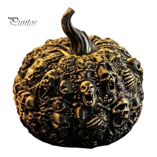Gifts for Dark Aesthetic Lovers 3D Printed Halloween Skull Pumpkin Decorations, Skeleton Head Desktop Ornament, Decorative Relief Crafts Table