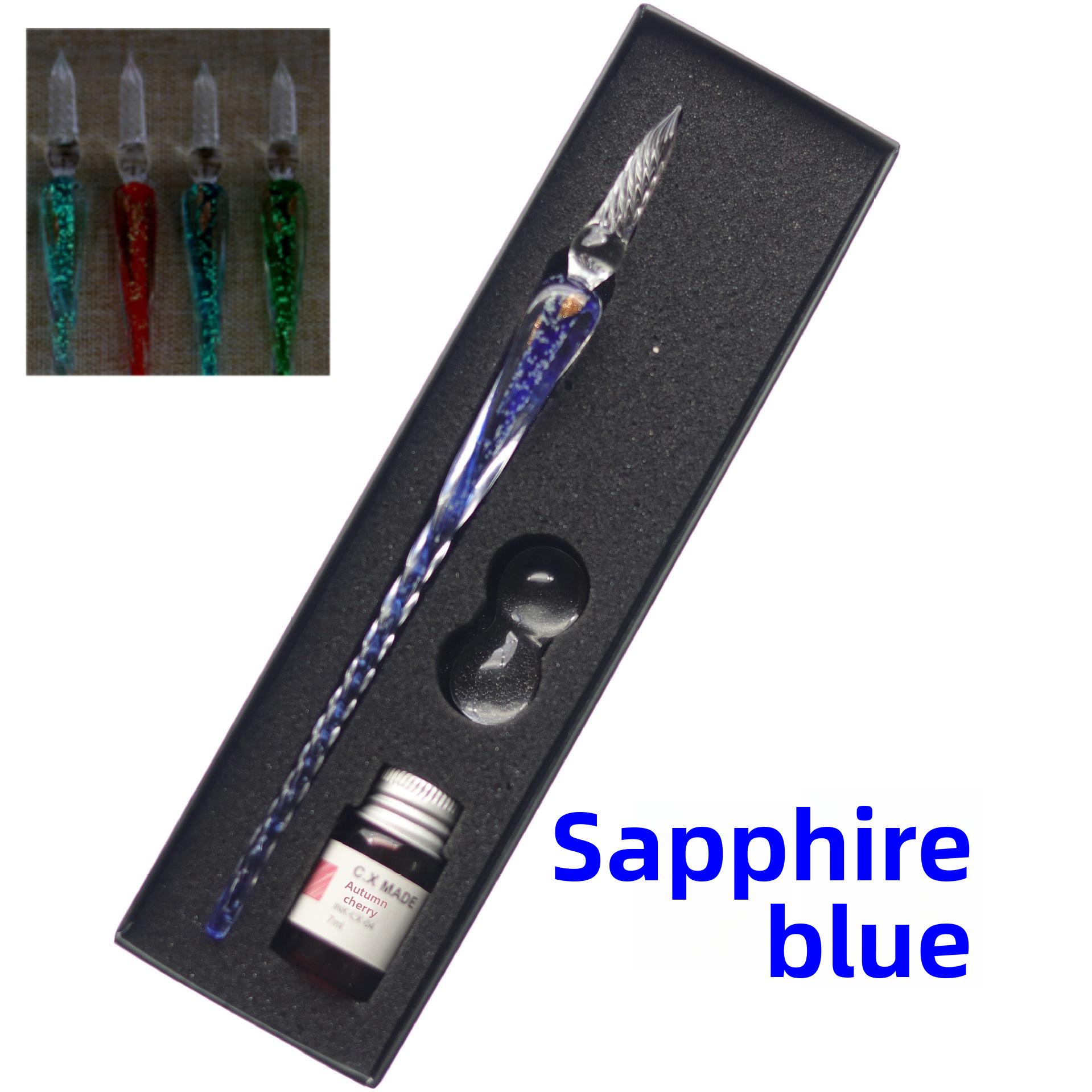 Crystal Glass Pen Dip Pen Set Gradient Color Retro Dip Pen Glass Pen Gift Box