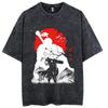 Camiseta Lavada Estampada de Anime Berserk Guts para Hombre Algodón de Alta Calidad Camisetas Vintage Oversize Street Tee Harajuku Camiseta Masculina