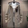 Autumn and Winter New Medium and Long Jacket Men's Fleece Hooded Jacket Casual Versatile Men's Clothes
