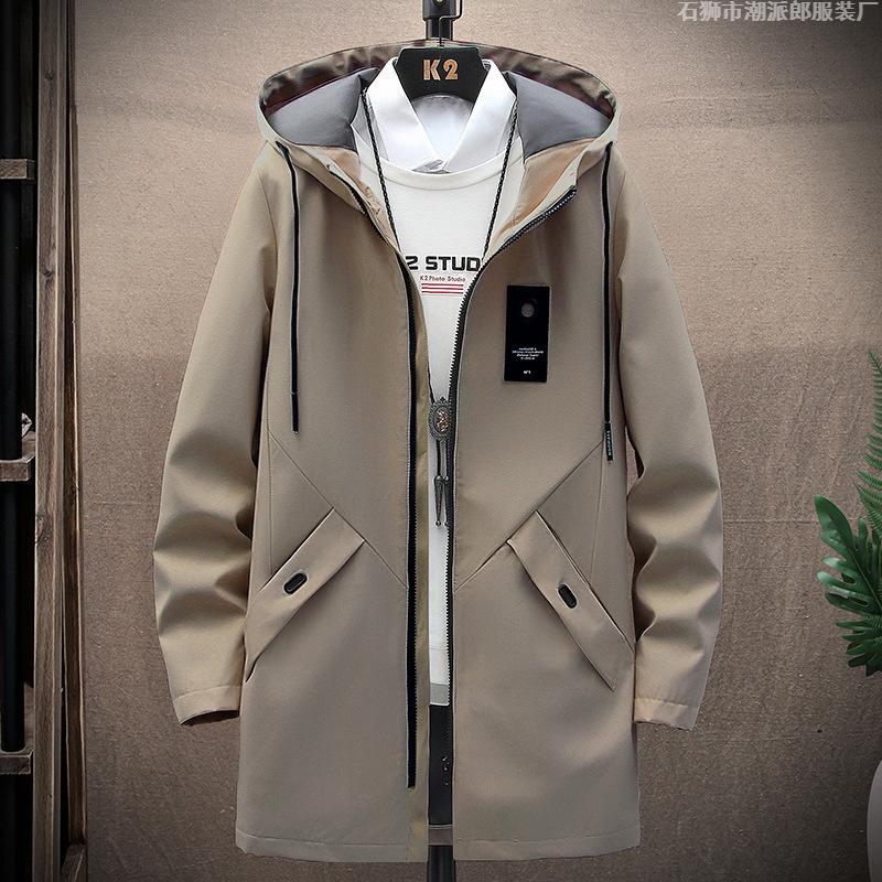 Autumn and Winter New Medium and Long Jacket Men's Fleece Hooded Jacket Casual Versatile Men's Clothes