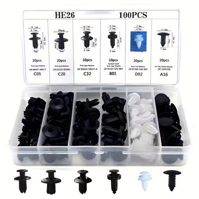 100 Stück Auto Fastener Clip Kit Fender Rivet Clips Karosserie Push Retainer Pin Rivet Stoßstange Türverkleidung Retainer Auto Clips