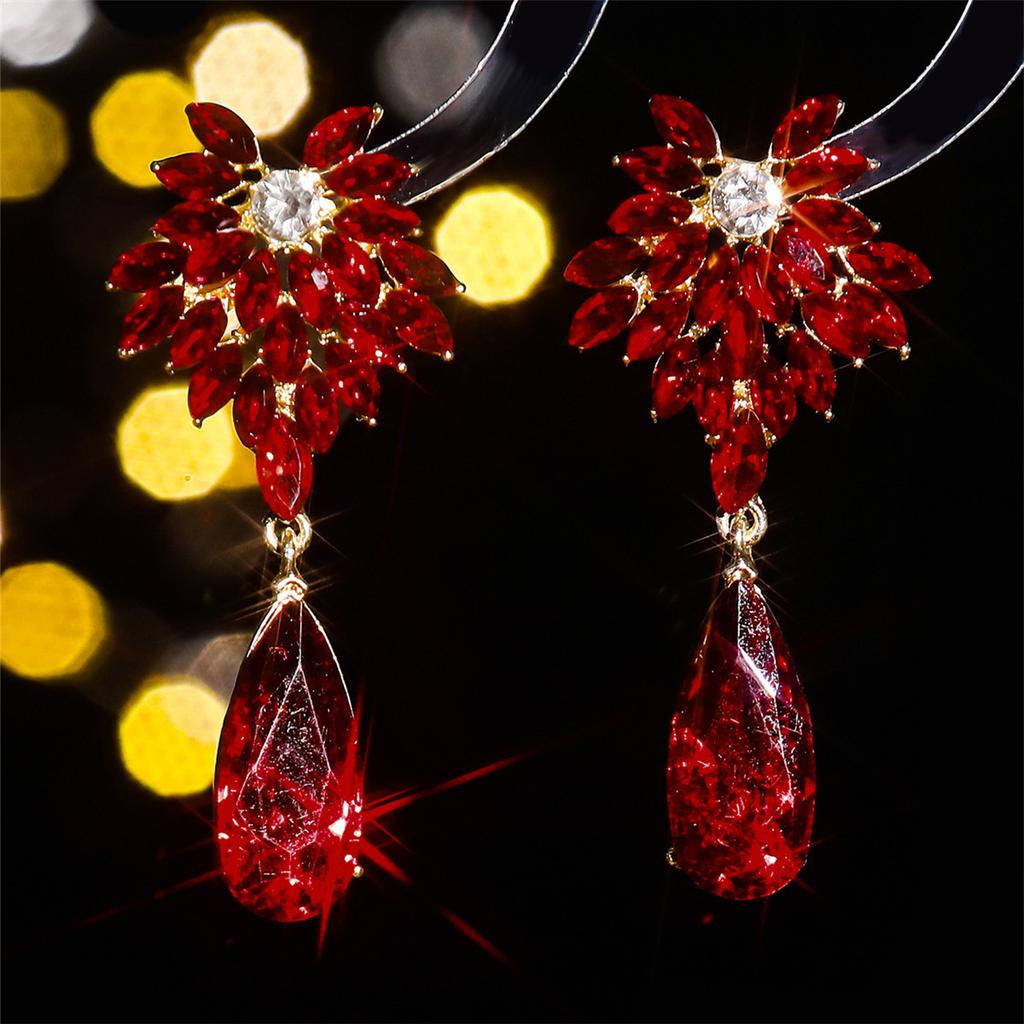 Pink Luxury Temperament Glass Rhinestone Earrings