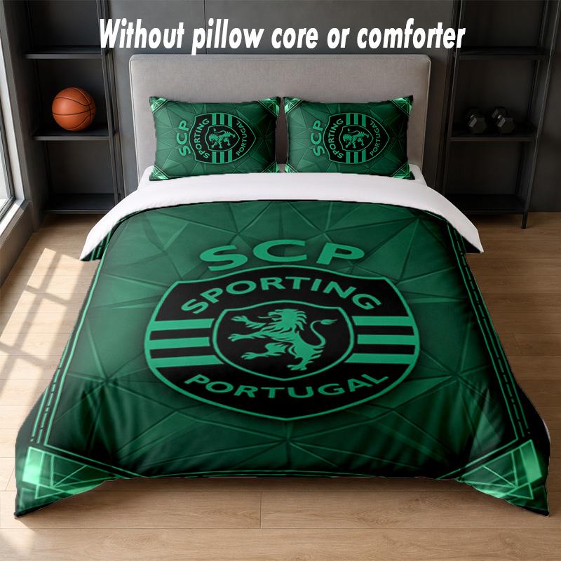 Sporting CP FC Design Bed Bedding Set 1 Duvet Cover + 2 Pillowcases Soft Breathable Household Bed Linens