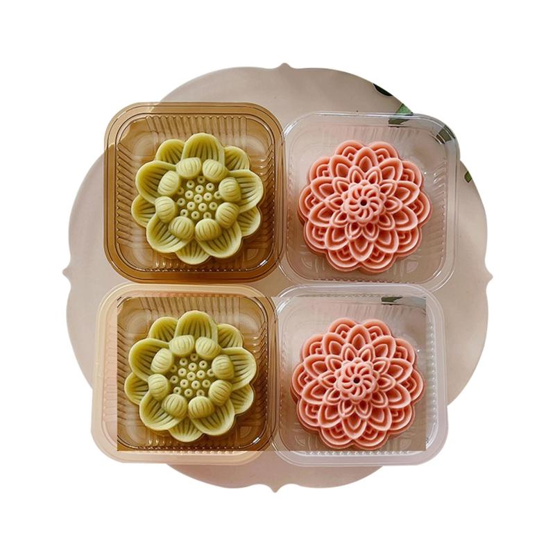Cute FlowerS Shape DIY Pastry Moulds Mooncake Mold Mooncake Mould Hand Pressure Tool Plastic Material Baking Accessories
