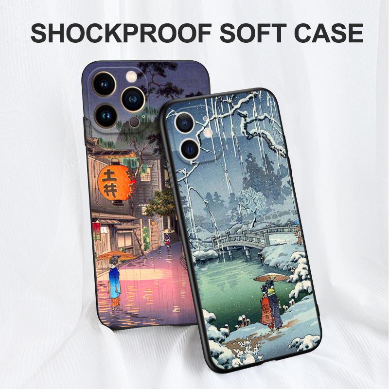 Czarne etui Tpu do Motorola Moto G52 G42 G60 4G G60S G71 G9 Play Plus Power One 5G Ace retro Tokyo Japanese Art