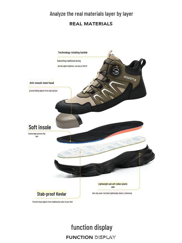 ComfortTech High-Top Safety Shoes - Anti-Smash, Anti-Puncture, Wear-Resistant and Comfortable for Long Standing