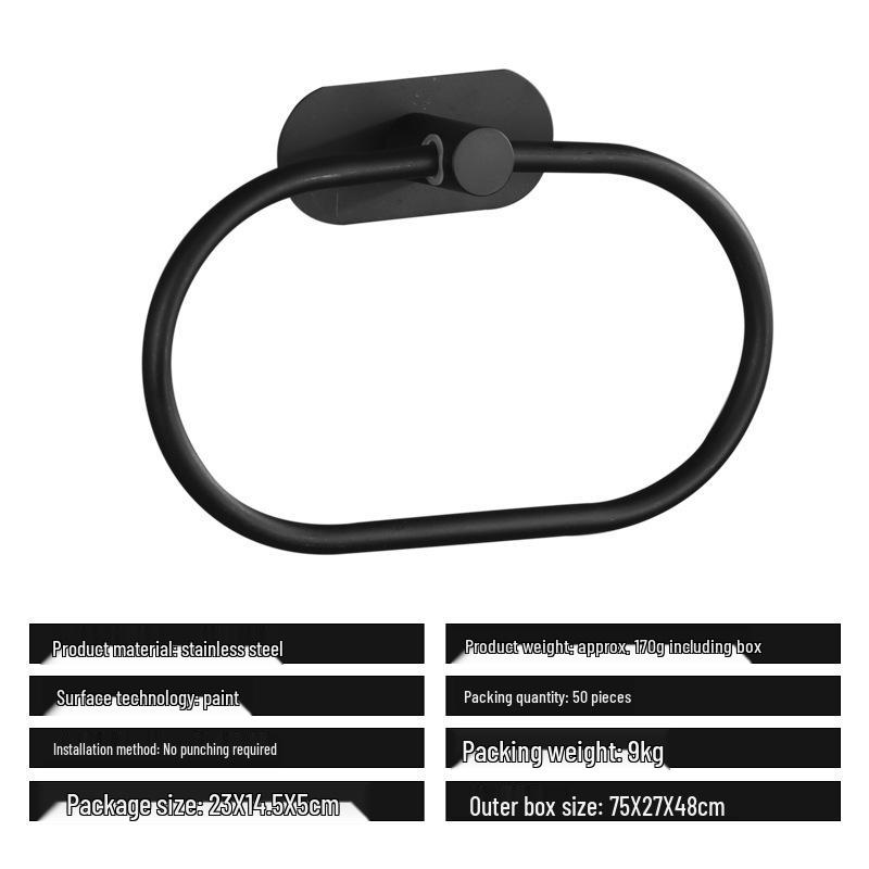 Edelstahl Stanzfreies Badezimmer Handtuch- & Papierregal Set mit Haken & Ringen