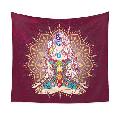 Indische Buddha Statue Meditation Sieben Chakra Wandteppich Mandala Wandbehang Wandteppich Psychedelisch Yoga Boho Dekor Hintergrund