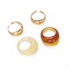 4Pcs/Set Retro Geometric Smooth Opening Rings for Women Men Classic Simplicity Resin Metal Combination Rings Party Jewelry Gifts