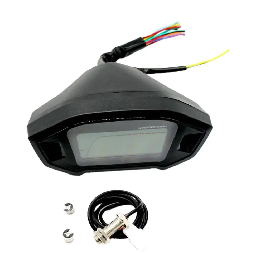 מד מהירות דיגיטלי LCD אוניברסלי לאופנוע 13000 סל"ד תאורה אחורית כלי רכב ל-2-4 צילינדרים מד מד מרחק 7 צבעים מתכווננים