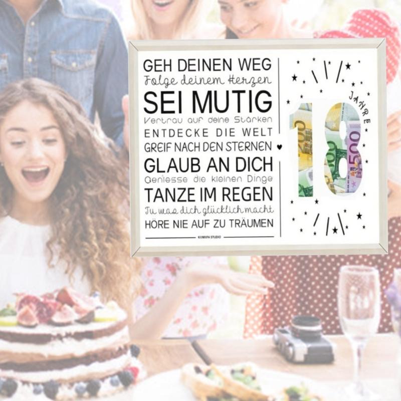 Support d'affichage photo élégant pour la célébration du 18e anniversaire Garçons Filles Cadre photo Boîte porte-argent Décoration de maison