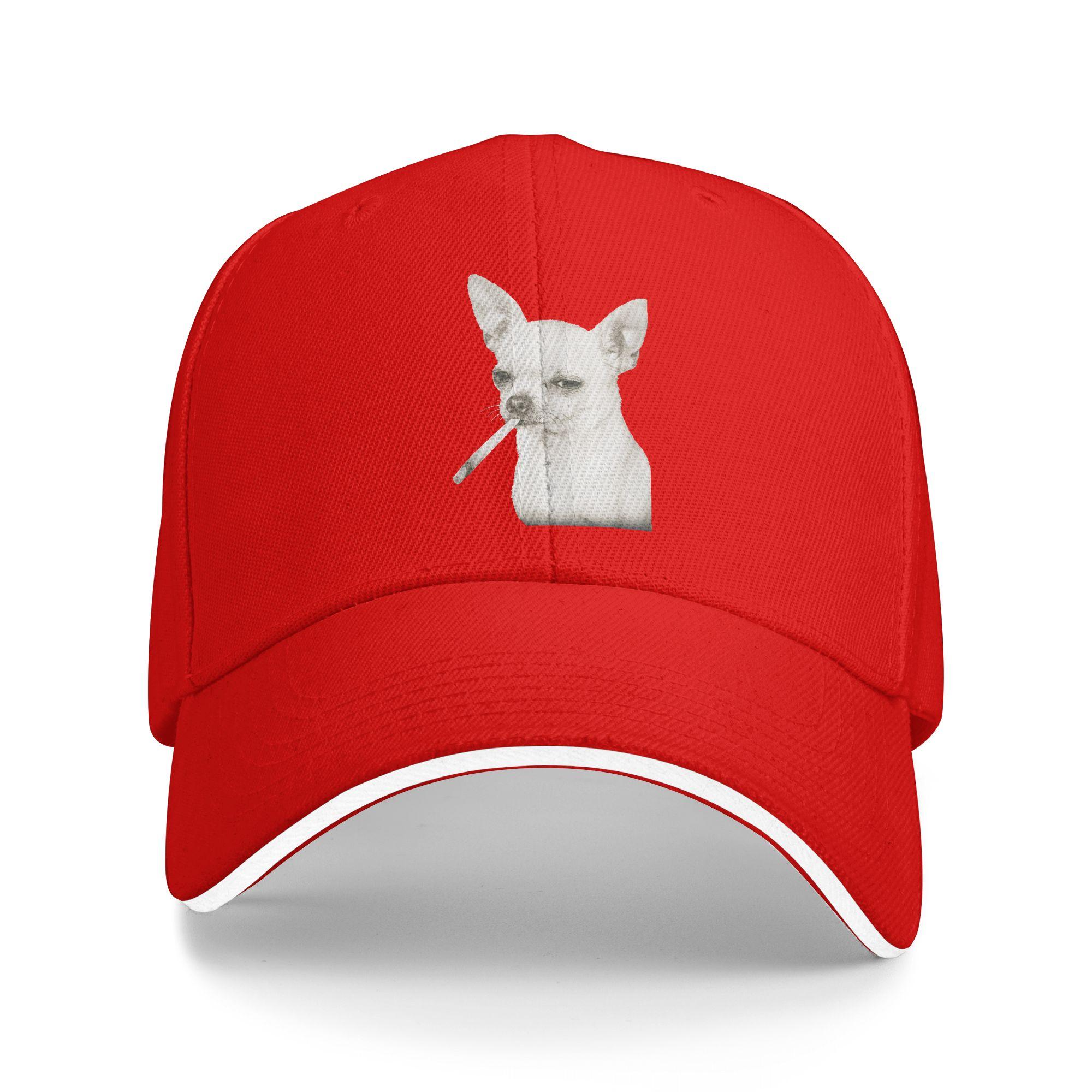 Funny Smoking Chihuahua Cigarette Gen Z Dog Meme Casual Baseball Cap Hunting Camping Trucker Hat Summer Stylish Snapback Cap One Size