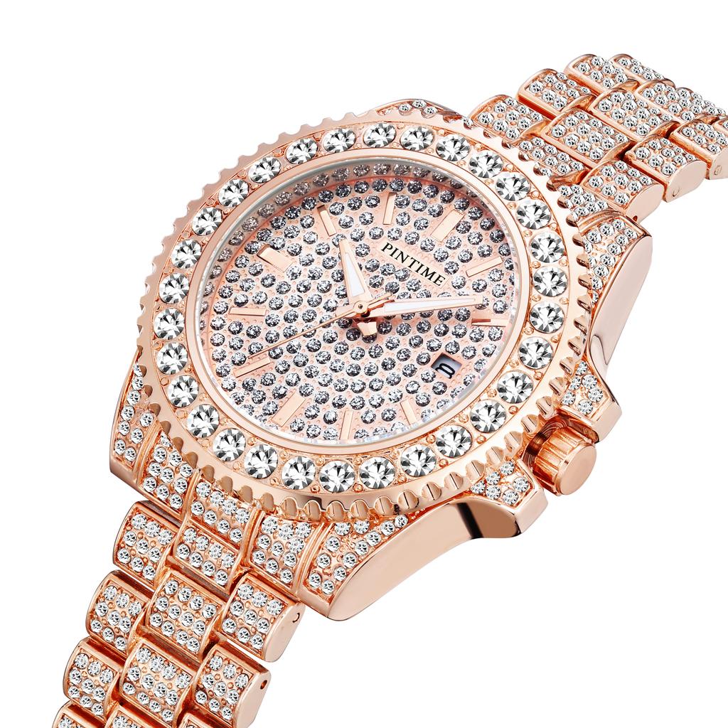 Luxus Gold Uhr für Herren Iced Out Uhr Herren Hip Hop Voll Bling Diamanten Herrenuhren Wasserdicht Mode Quarz Armbanduhr Mann