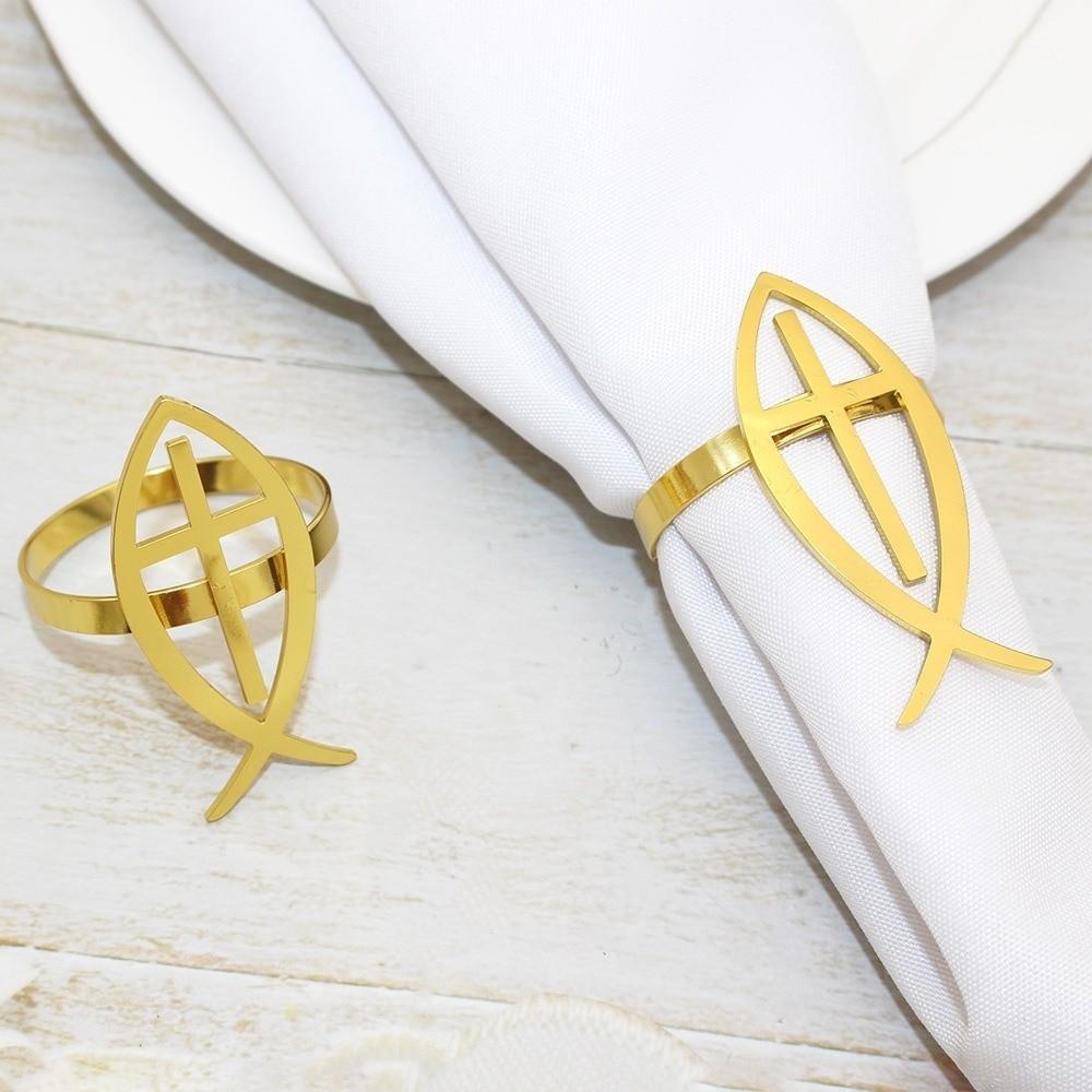 4PCS Iron Cross Napkin Rings Vintage Table Napkin Holder Dining Table Napkin Buckle  Banquet Dinner