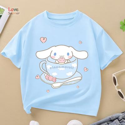 Cinnamoroll Girl Cute Casual Short Sleeve 2026Summer Print T-Shirt Perfect Gift for Children Aged 4-14 Trendy for Streetwear Back To School