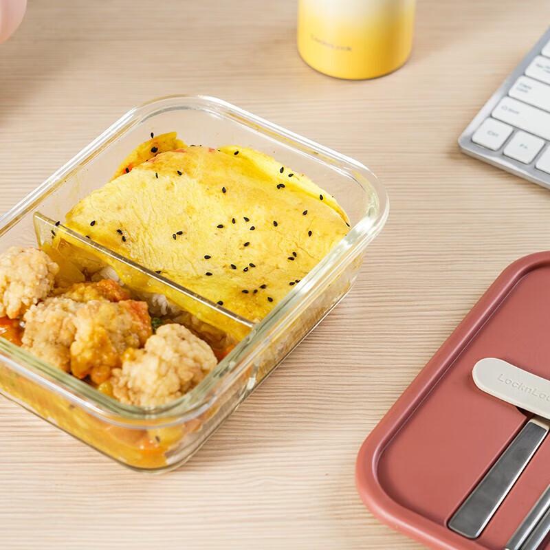 LocknLock Hitzebeständige Glas-Lunchbox mit Besteck