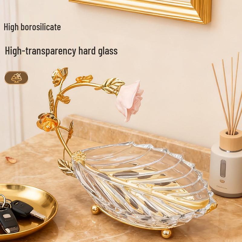 Elegante transparente Blattform Obstschale – Luxuriöse Dessert- & Snackschale für Wohnzimmer oder Couchtisch