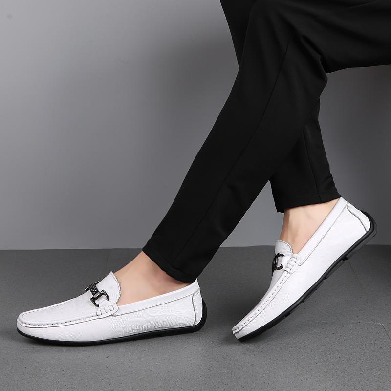 Mode Hohe Qualität Herrenschuhe Herbst Echtes Leder England Trends Mode Slipper Herrenschuhe Herren Freizeitschuhe Herren Slipper Flats