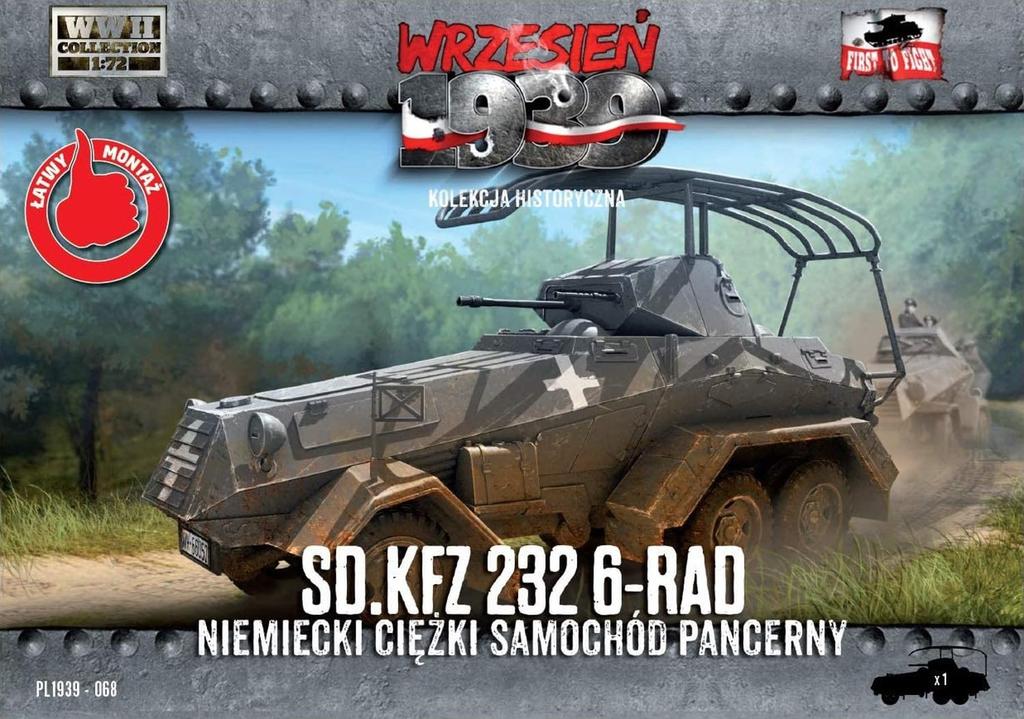 FTF 1/72 Scale German Sd.Kfz.232 6-Rad Heavy Radio-Controlled Armored Vehicle Plastic Model Kit PF72068 (Military Vehicle)