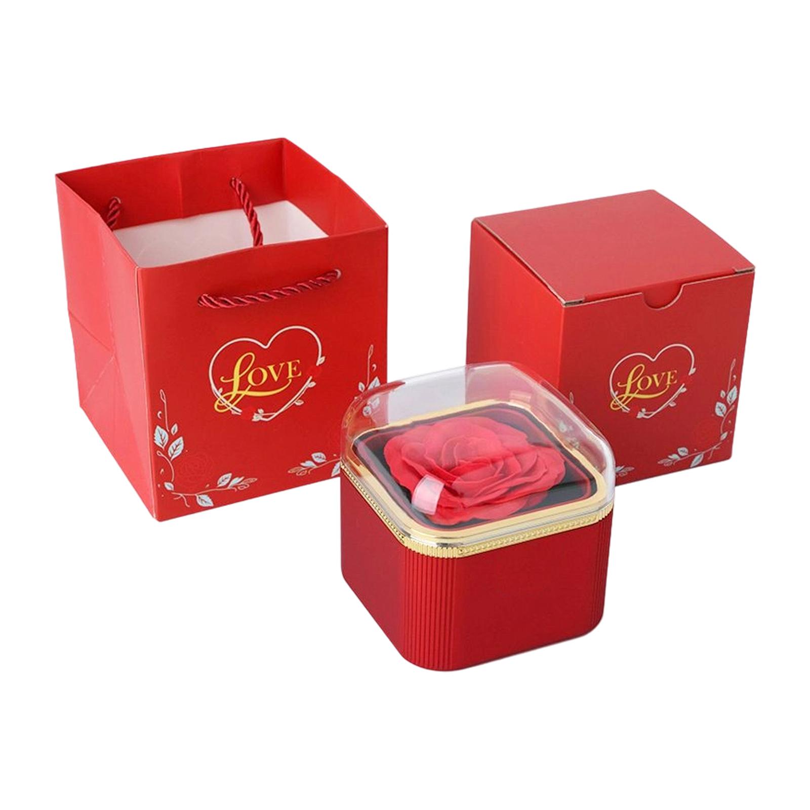 

Automatic Rotating Jewelry Box With Rounded Corners, Rose-shaped Jewelry Storage Box, Birthday Gift Box One Size