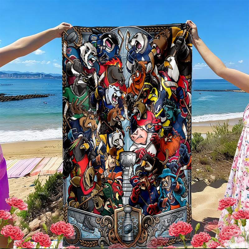 NFL Print Beach Towel, Versatile Lightweight Absorbent Beach Towel for Pool Surf Yoga Bathroom, Perfect Birthday Holiday Gift