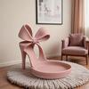 High Heels Jewelry Tray Pink Shoe Shaped Trinket Dish for Rings Earrings Necklaces Decorative Bowknot Desk Vanity Organizer for Women