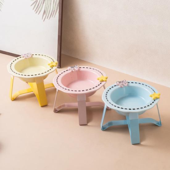 Ceramic Feeding Bowl for Dogs & Cats, Whisker Friendly Kitten Food Water Dish, Wide Shallow Pet Feeder Plate for Dry Wet Food