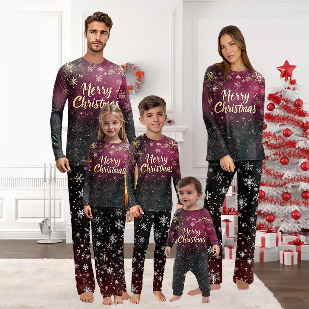 Christmas Print Family Outfit Long Sleeve Top + Pants Set Family Outfit