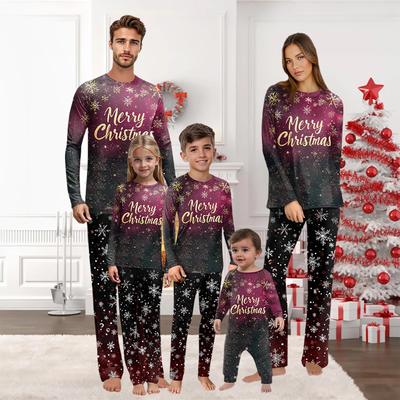 Vánoční potisk Rodinný outfit Dlouhý rukáv Top + Kalhoty Set Rodinný outfit