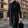 Coupe-vent pour hommes, couleur unie, col rabattu, simple boutonnage, épais, droit, longueur aux genoux, manteau Long de Style britannique, automne et hiver