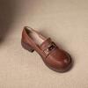 First Layer Cowhide Loafers Women's Spring and Autumn New Leather British Style Casual Versatile Small Leather Shoes Single Shoes Women's Shoes