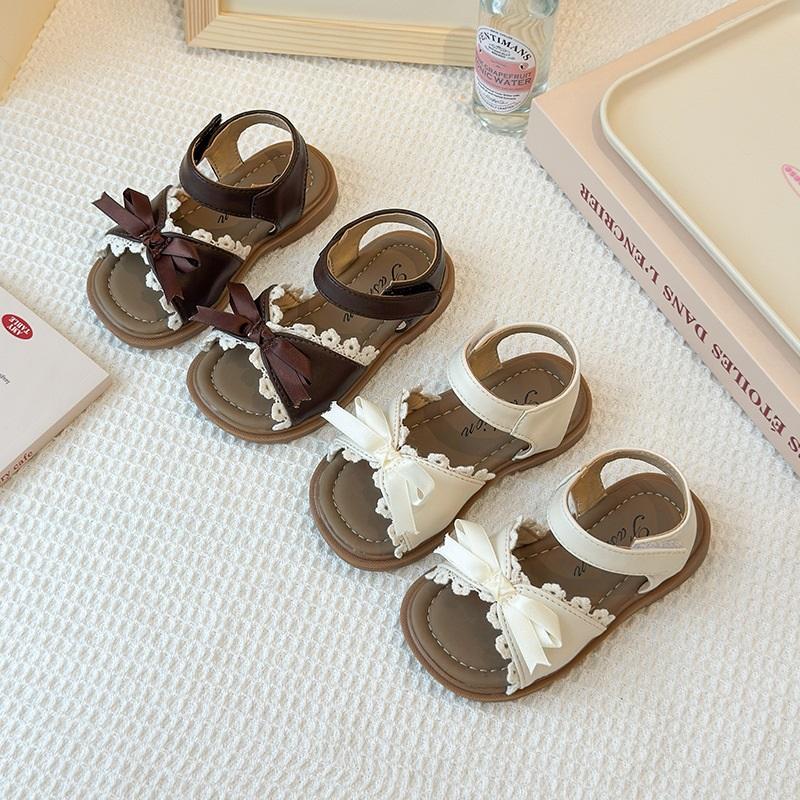 Kinder Sandalen Mädchen Sommer Flache Prinzessin Schuhe Mit Schleife Spitzenbesatz Bequemes Lässiges Design Für Kinder Frühling Und Sommer Mode Schuhe