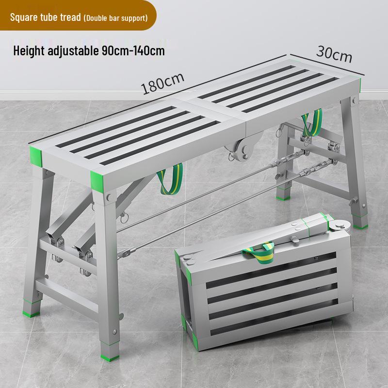 Folding Heightened Trestle Ladder and Putty Scraper for Construction