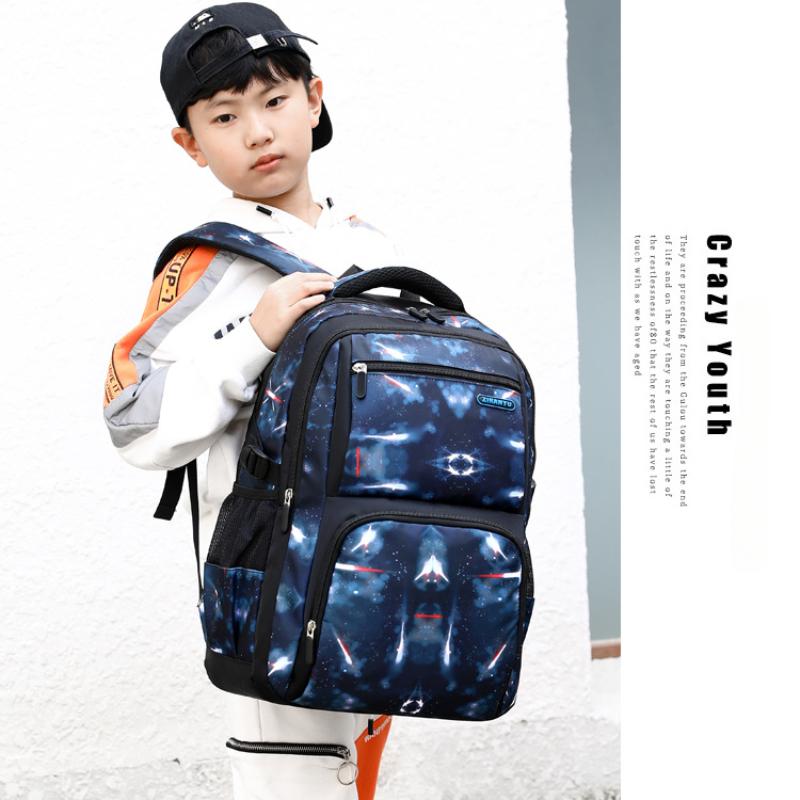 Mochila personalizada de céu estrelado para meninos, mochilas escolares de grande capacidade para estudantes do ensino médio de 4 a 6 anos