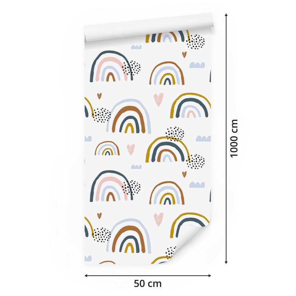 Hearts and Rainbows Wallpaper for Living Room and Bedroom 50x1000