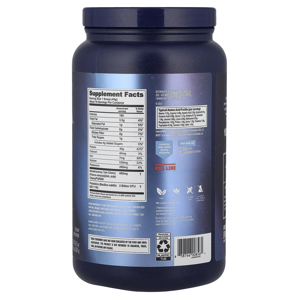 Plant Protein, Athletic Performance Protein + Recovery, Creamy Chocolate Flavor, 837G (1Lb 13.5Oz)