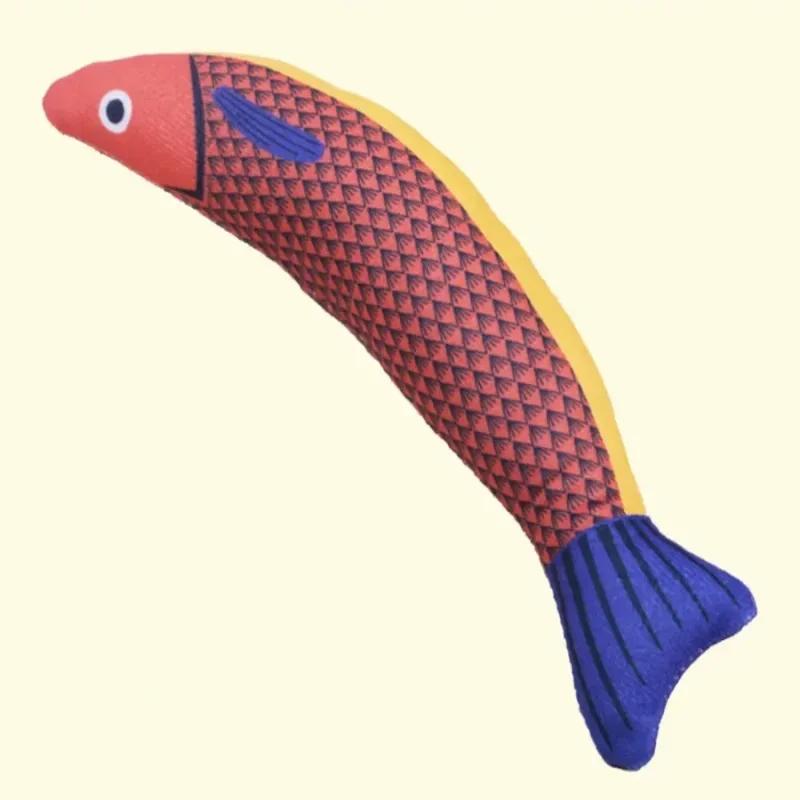 Cat Toy Saury Fish Chewing Teeth Cleaning Simulation Sound Fun Teaser Self-Entertainment Cat Plush Toy красный
