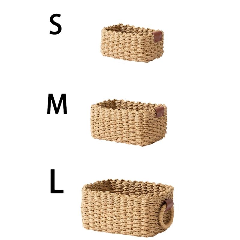 Handwoven Paper Rope Storage Basket Natural Organizers For Home Offices Decoration