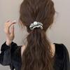 2Pcs Hair Tie High Elasticity Non-Slip Soft Chiffon Fabric Hair Rope with Imitation Pearl Design Floral Print Bun Half-Tied Hair Accessories