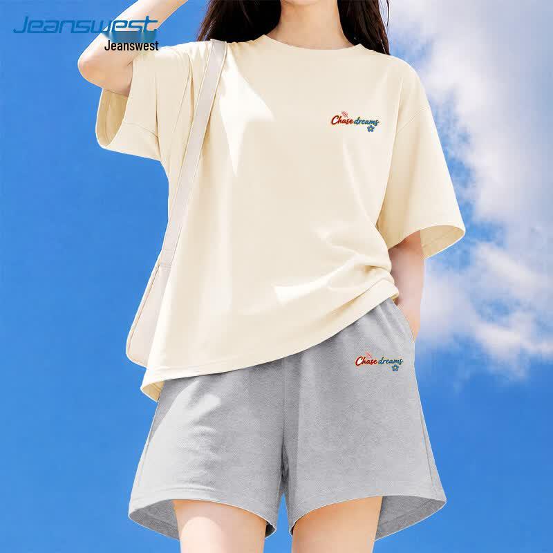 Jeanswest Women's Pure Cotton T-Shirt & Cropped Pants Set