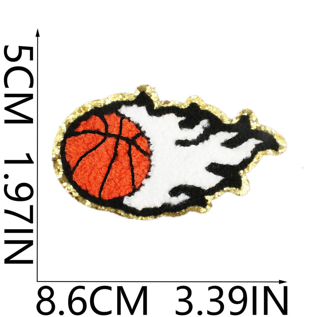 Cartoon Basketball Stickerei Stoff Aufkleber Kinderkleidung Dekorative Flicken Aufkleber Sportball Computer Stickerei Etikett Basketball Stempel Junge