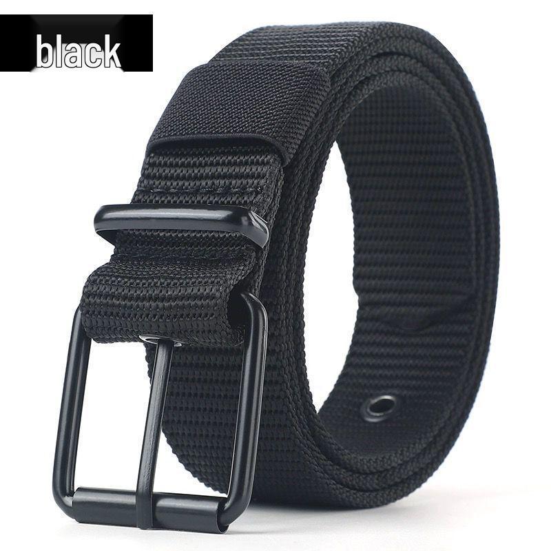 Men's Multi-Hole Military Canvas Leather Belt - Pin Buckle for Jeans & Work
