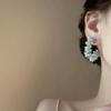Silver needle flower oil drip diamond stud earrings summer small fresh blue earrings fashionable versatile high sense earrings women