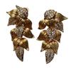 Elegant Rhinestone Leaf Stud Earrings for Women – Luxurious, Versatile Dangle Design